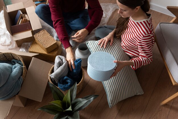 Young family moving into a new home