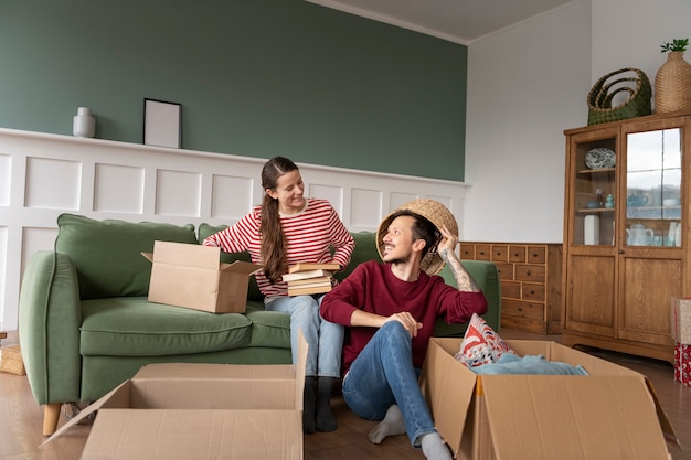 Young family moving into a new home