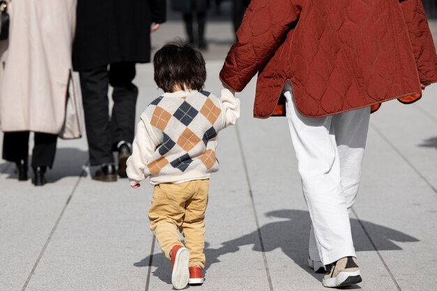 Young family spending time with their toddler