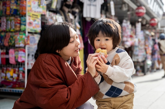 Young family spending time with their toddler