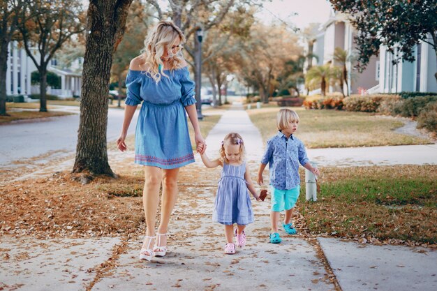 young family on the street