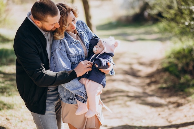 Young family with baby girl in the park