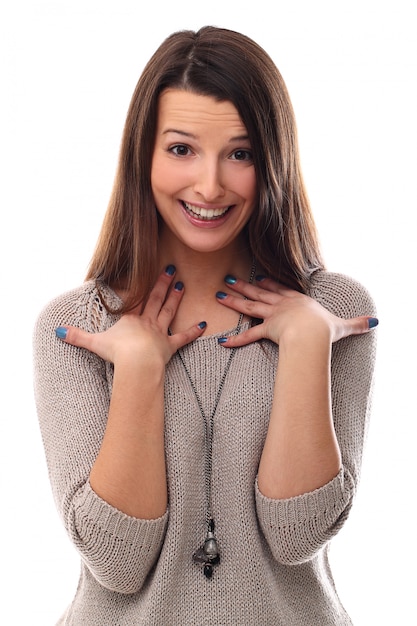 Young fashionable woman surprised