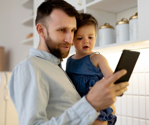 Young father spending time with his girl