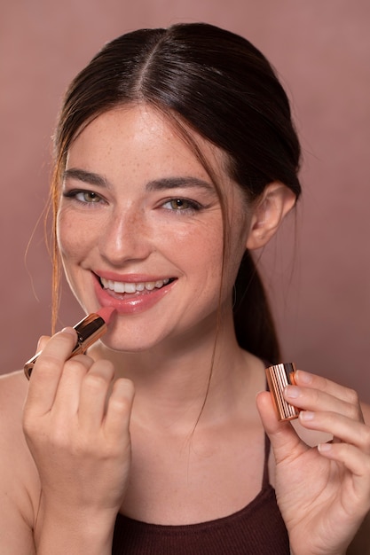 Young female model with lipstick