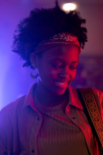 Young female musician during a live concert