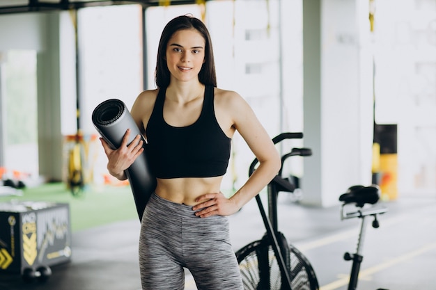 Young female trainer exercising at the gym