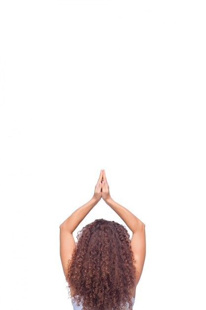 young fit woman doing yoga exercises.