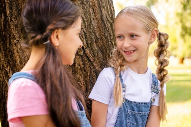 Young friends looking at each other