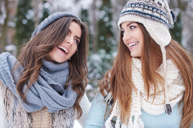 Young friends in winter