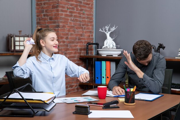 Young funny office team enjoying their break time in office enviroment