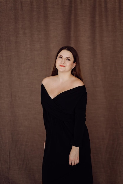 Young girl black dress portrait