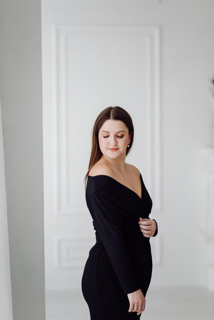 Young girl black dress portrait