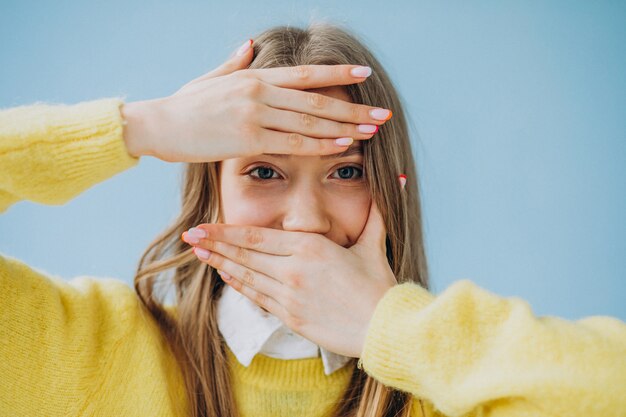 Young girl isolated showing face expressions