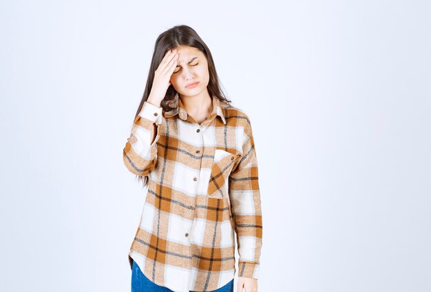 a young girl model standing . 