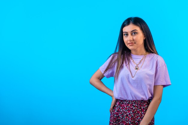 Young girl posing at fashion castings.