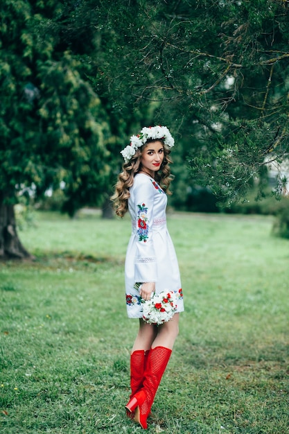 Young girl in traditional  national clothes