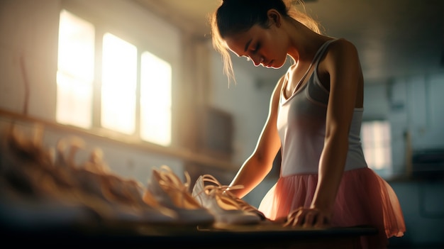 Young girl training at the gym in gymnastics sport