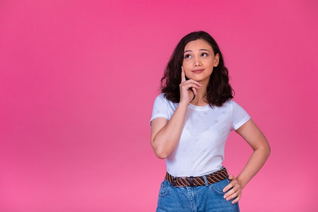 Young girl trying to remember something. 