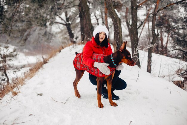 Young girl in a winter park