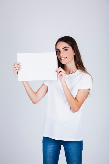 Young girl with business template