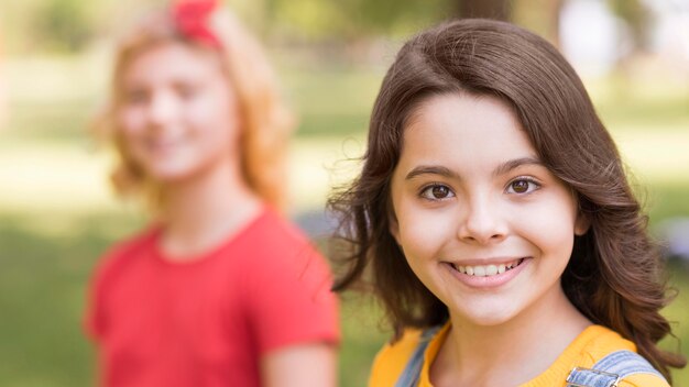 Young girls in park