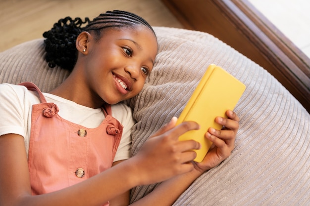 Young girls spending time at home