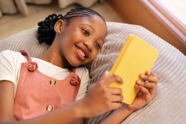 Young girls spending time at home