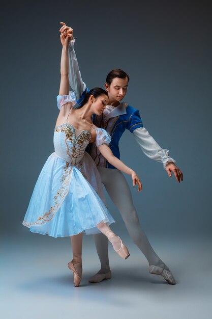 Young and graceful ballet dancers as Cinderella fairytail characters