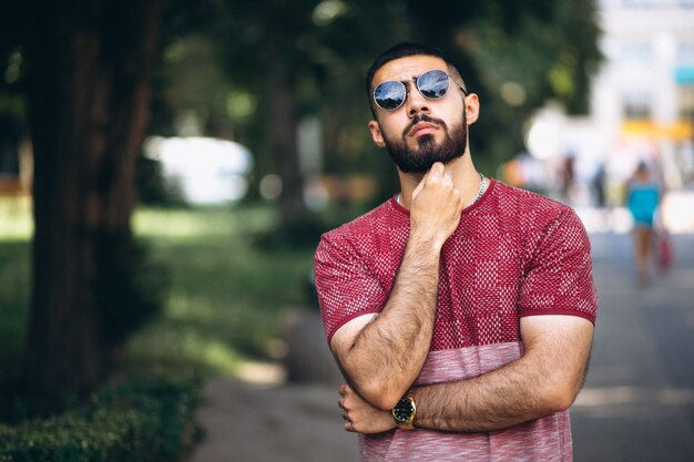 Young handsome bearded man