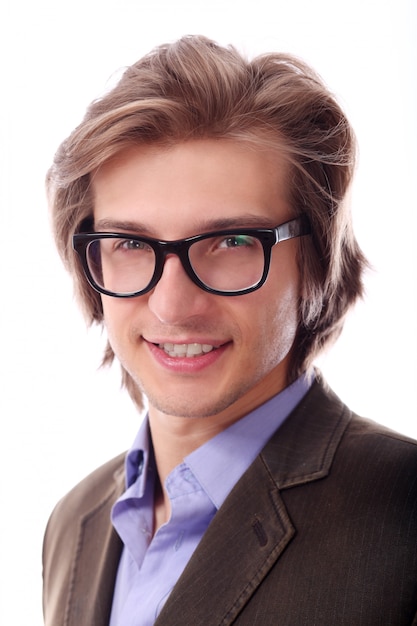 Young and handsome man in glasses