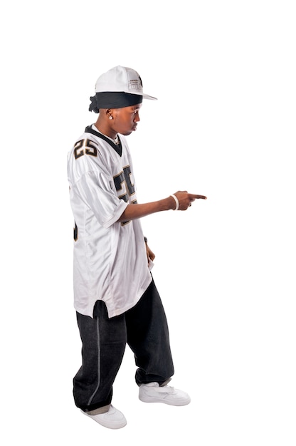 Young hip-hop dancer on white