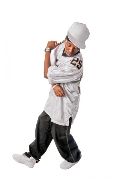 Young hip-hop dancer on white