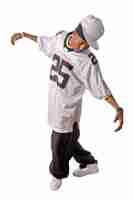 Free photo young hip-hop dancer on white