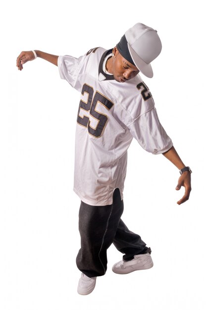 Young hip-hop dancer on white