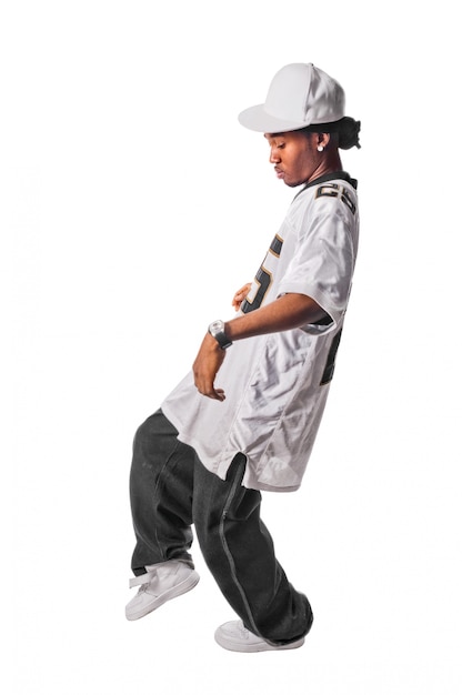 Young hip-hop dancer on white