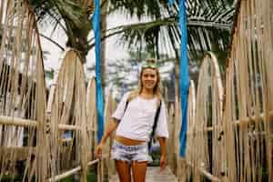 Free photo young hippie woman at vestival