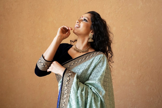 Young indian woman wearing sari