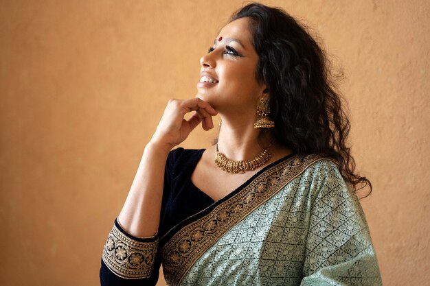 Young indian woman wearing sari