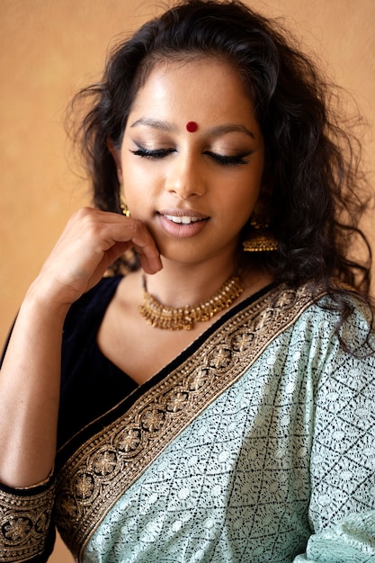 Young indian woman wearing sari