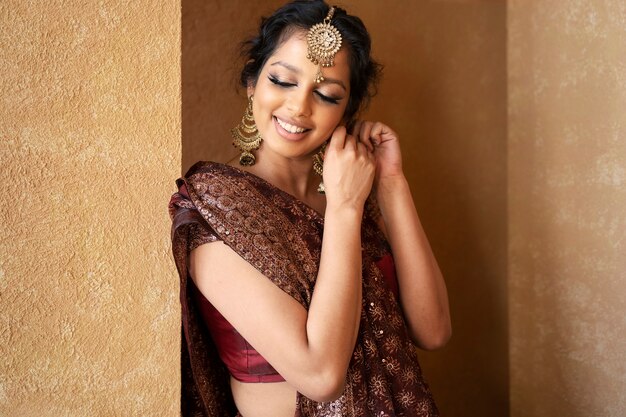 Young indian woman wearing sari