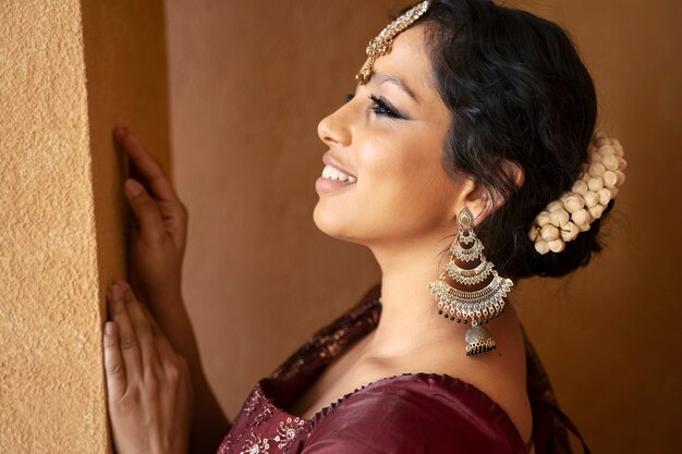 Young indian woman wearing sari