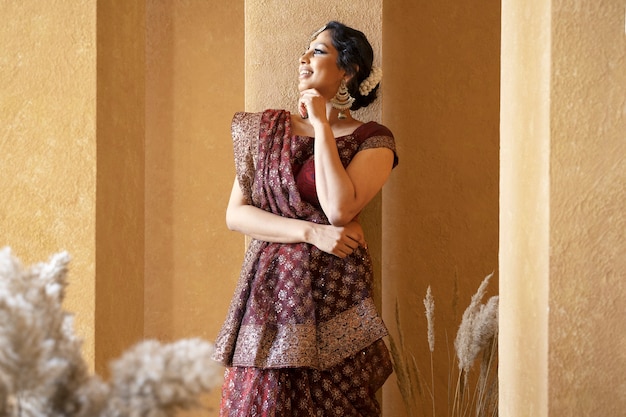 Young indian woman wearing sari