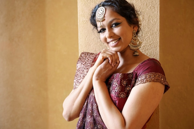 Young indian woman wearing sari
