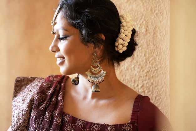 Young indian woman wearing sari