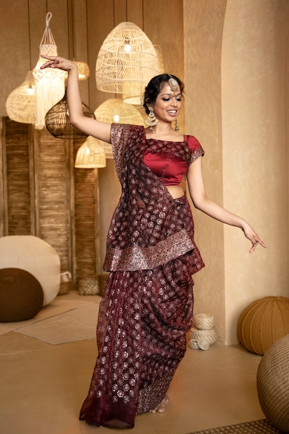 Young indian woman wearing sari