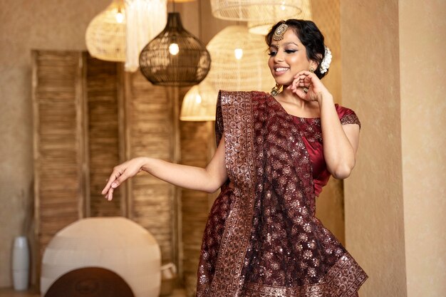 Young indian woman wearing sari