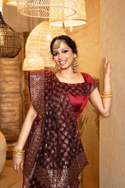 Young indian woman wearing sari