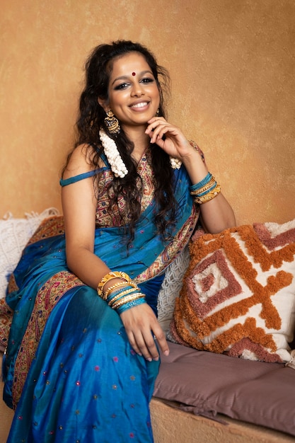 Young indian woman wearing sari