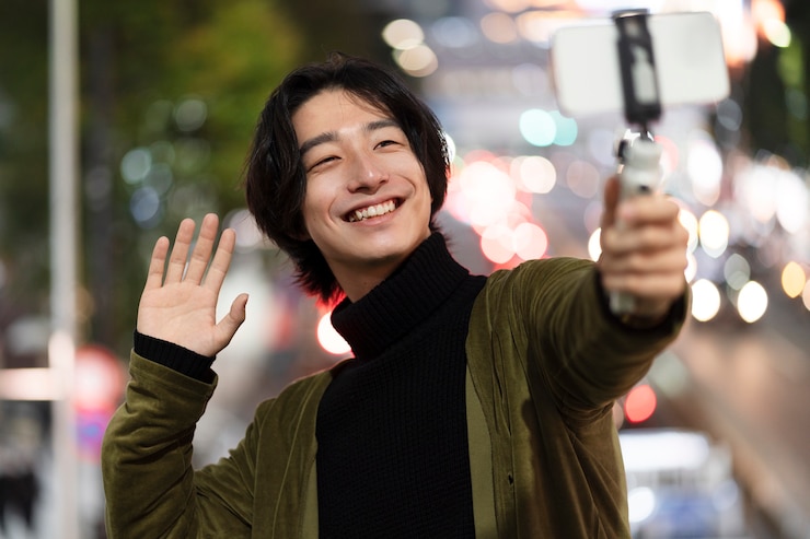 무료 Photo 젊은 일본 인플루언서 녹화 브이로그